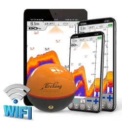 Erchang F68 WIFI Fischfinder 100M Drahtloses Fischerei-Echolot für See- und Meeresfischerei, kompatibel mit iOS & Android