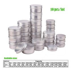 10 Stück Aluminium-Dose, Metallbehälter, 5 g, 10 g, 15 g, 20 g, 30 g, 50 g, 60 g, 100 g, kosmetische Gesichts-Augencreme, Verpackung, leere Dosen, Lippenbalsam, Kerzenglas