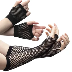 2 Paare/satz Schwarz Damen Sexy Handschuhe Mesh Net Fishnet Handschuhe Hohl Fingerlose Handschuhe Nachtclub Lolita Kostüm Punk Fäustlinge