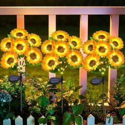 Solar-Gartenleuchten für Außenbereich, Sonnenblumen-Gartendekoration, Rasenlampe, Wasserdichte Außendekoration für Landschaft, Garten, Terrasse und Zaun