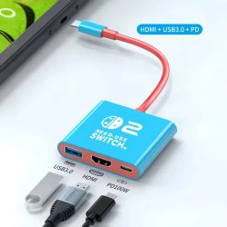 Dockingstation für Nintendo Switch 2,4K 60Hz TYPE-C Hub mit HDMI und USB-C 3.0 PD100W Charge Perfect für Switch 2/Switch/OLED