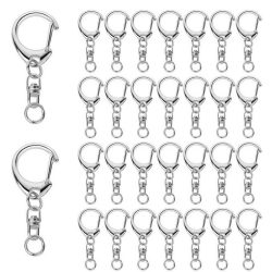 20 Sets Schnellverschluss-Haken in C-Form, Schlüsselanhänger-Zubehör, 20 Schlüsselanhänger und 20 kleine Ringe zum Aufhängen von Makramee-Artikeln, DIY-Bastelarbeiten