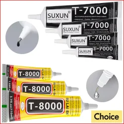 Klarer T-8000 und schwarzer T-7000-Klebstoff, 15 ml/50 ml/110 ml, Schmuckhandwerk, wasserfester, schnell trocknender Harzkleber, Handy-Bildschirm-Reparaturkleber