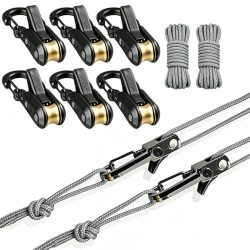 Seilbefestiger und Spanner ? Hochfeste, einziehbare Paracord-Schnur mit Karabinern aus Legierung und winddichten Befestigungsriemen