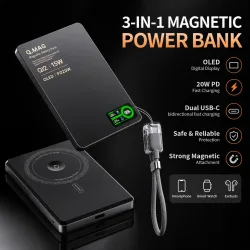 Magnetische Kabellose Powerbank Qi 2.1 USB-C Schnellladung Externer Akku für iPhone 12-17 Pro Airpods Watch Xiaomi 10000mAh