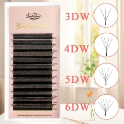 Goddess W3D 4D 5D 6D W-Stil Wimpernverlängerung aus Faux Mink, natürlich weiche Bloom Lash, automatisch blühende vorgefertigte Fächerwimpern für Volumen