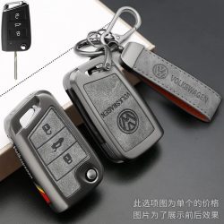 Leder-Autoschlüsselhülle mit Fernbedienungsschutz für VW Volkswagen VW Golf 7 MK7 Tiguan MK2 Auto-Schlüsselanhänger Zubehör