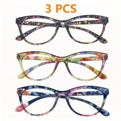 3 stücke Neue Cat Eye Lesebrille Sommer Dekoration Anti-blaues Licht Gläser Mode Paket Blume Gläser