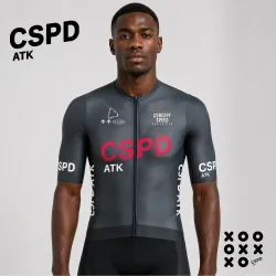 CSPD ATK Sommer Herren Kurzarm-Radtrikot Rennrad-Shirt mit Reißverschluss und Taschen 2026 Mountainbike-Radtrikot