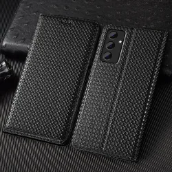 Grid Echtes Leder Flip Fall Für Samsung Galaxy A04 A14 A24 A34 A54 A05 A15 A25 A35 A55 A06 A16 A26 A36 A56 Abdeckung Fällen