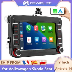 GEARELEC 2 DIN Autoradio mit Carplay für VW Volkswagen Skoda Octavia Golf 5 6 Touran Passat B6 Polo Jetta Android 14 2 Din Multimedia-Player Android Auto Autoradio