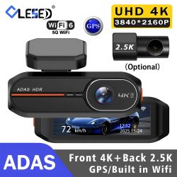 4K 3840*2160P Dashcam mit WLAN, GPS, ADAS, Frontkamera 4K, Rückkamera 2.5K, DVR-Videorekorder, 24-Stunden-Nachtsicht, Dashcam-Autokamera für Fahrzeug-Blackbox