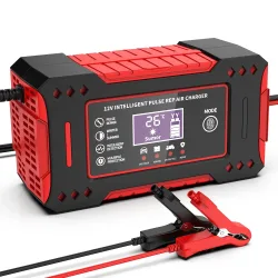 Ladegerät Auto- und Motorradbatterie-Ladeeinheit Blei-Säure-Batterie-Reparatur LCD-Display 6A 12V Intelligente Autobatterie