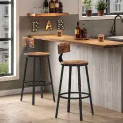 VASAGLE Barhocker, 2er Set, Barstuhl, Küchenstuhl mit Metallgestell, Sitzhöhe 73 cm, einfache Montage, Industrie-Design