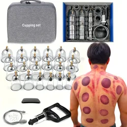 24/12-teiliges Schröpf-Entspannungsset: Schröpfgläser in verschiedenen Größen, eine manuelle Pumpe und ein detaillierter Anleitungsbeifang ? Schröpfset für die Massage