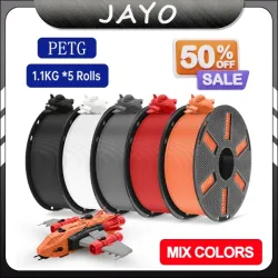 JAYO PETG 3D-Drucker Filament 1,75MM 5 Rollen 3D-Drucker PETG für FDM 3D-Druckmaterial 1,1KG/Rolle
