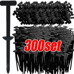 300 Stück Nylon-Universal-Kabelbinder-Schnalle, robust, selbstsichernd, Kabelbinder-Halter mit Stiftbefestigungen, Karosserie, UV-beständige Reißverschlüsse