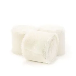 3 Rollen cremeweiß/schwarz handgefertigtes Chiffonband zum Verpacken von Geschenken, Hochzeitseinladungen, Brautsträuße, Dekorationen