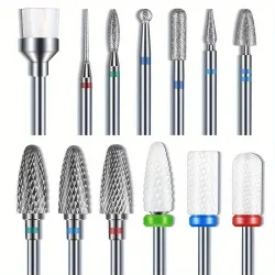 13-teiliges Set mit 3/32 Zoll Diamant-Hartmetall-Nagelbohrern, hypoallergen, geeignet für Acrylnägel, Nagelhaut und Nagellackentferner