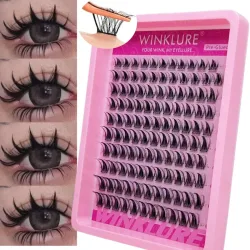WINKLURE Selbstklebende Falsche Wimpernbüschel Klebefrei Anime Manga Wimpern Faux Mink Cat-Eye Wimpernverlängerung mit Natürlichem Volumen
