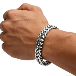 Edelstahl Geflochtenes Doppelreihiges Vorder- und Rückseiten-Fischschuppen-Legierungs-Magnetverschluss-Armband mit Kiel-Schmuck