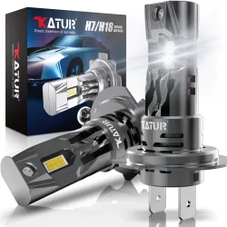 Katur 2x H7 LED-Birne, 22000 lm, 120 W, 1:1, Mini-Stirnlampe, kabellos, superhell, 6000 K, weiß, H7-Scheinwerfer, Nebelscheinwerfer, Tagfahrlicht