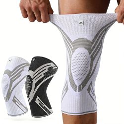 1 Stück Kompressions-Kniebandage Elastische Atmungsaktive Knieschoner Stütze Federn Fitnessstudio Sport Protektor Basketball Volleyball Laufen