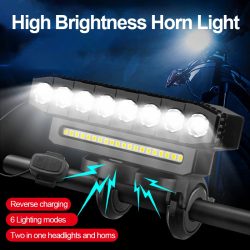 Neue USB Lade MTB Scheinwerfer Fahrrad Licht LED Wasserdichte Radfahren Lampe Taschenlampe Radfahren Horn Fahrrad Licht Front licht fahrrad