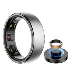Uhoofit R10 Smart Ring mit Ladestation Männer Frauen Gesundheit Schlaf Herzfrequenzüberwachung IP68 & 5ATM Wasserdichter Multi-Sport-Modus