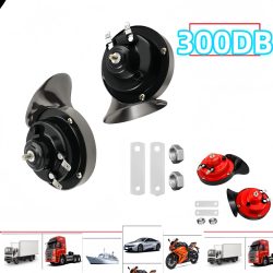 Doppelte Trompetenzug-Lufthupe, 12 V, 300 dB, super lautes, wasserdichtes elektrisches Schneckenhorn-Set für Pickup, LKW, Jeep, Motorrad, Boot