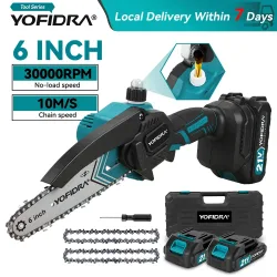 YOFIDRA 30000 U/min 6 Zoll Elektrische Kettensäge Tragbare Kettensäge Garten Holzbearbeitung Schneiden Power Tool Für Makita 21 V Batterie pin