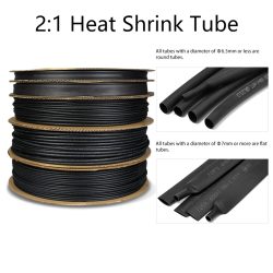 1?10 m, 2:1 Schrumpfschlauch, schwarz, Durchmesser 0,6?120 mm, Kabelreparaturhülle, DIY, wasserdichter Polyolefin-Schlauch