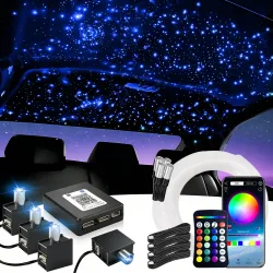 14W Split?Sternenhimmel?Kit, RGBW?Glasfaser?Sternleuchten für Autodach, mit 1/2/4 Lichtköpfen, Steuerung per APP und Fernbedienung