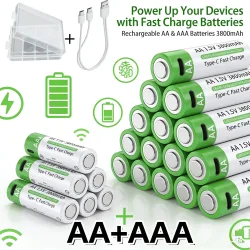 2026 NEUE Lithium-Ionen-Batterie Typ-C Wiederaufladbare Hochleistungs-AA- und AAA-Batterie für Fernbedienung, Maus, elektrisches Spielzeug