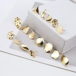 10 teile/satz DIY Edelstahl Ohrringe Anschlüsse Runde Unregelmäßige Gold Farbe Ohrringe Zurück Ohrringe Einstellung für Schmuck Machen