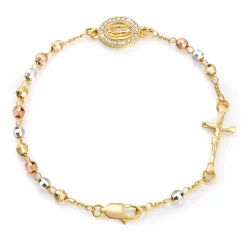 Wasserdichtes religiöses Armband mit Jungfrau Maria-Perlen für Damen, verstellbare Kette, Edelstahl-Schmuck