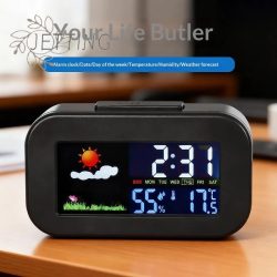 (SMTGDP11)Intelligente Wetterstation mit Farbdisplay ? Temperatur- und Luftfeuchtigkeitsmonitor mit Hintergrundbeleuchtung für Kinder- und Jugendzimmer/Schreibtisch im Schlafsaal