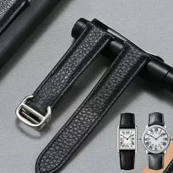 Echtes Leder-Uhrenarmband für Cartier Tank London Solo, weiches, bequemes Litschi-Muster, Uhrenarmband-Zubehör, 20 mm, 22 mm, 23 mm