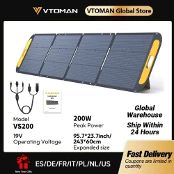 VTOMAN VS200 starres faltbares Solarpanel, hocheffizientes tragbares 19 V 200 W Solarpanel-Set für Reisen, Telefon und Boot