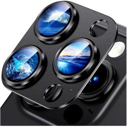 Titan-Schwarz-Metallglas-Kameraobjektiv-Displayschutz, Schutzhülle für iPhone 15 Pro Max, 14 Plus, 13, 15 Pro, 14 Pro