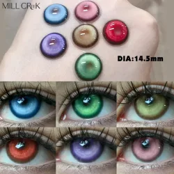 mill creek, MILL CREEK 2 Stück Halloween-Kontaktlinsen mit Abschluss, grüne Kontaktlinsen, braun, Anime-Schüler, Cosplay-Linsen, Gradklasse 0,00?8,00