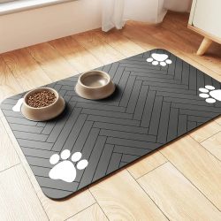 Haustier-Fütterungsmatte, saugfähiges Haustier-Tischset, Gummiunterseite, schnell trocknende Wassermatte für Hunde und Katzen, für Futter und Wassernapf mit wasserdicht