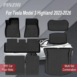2023-2026 Tesla Kofferraummatte für Model 3 Highland Bodenmatte Gepäckmatte TPE Wasserdicht Rutschfest Set Bodenbelagsmatten