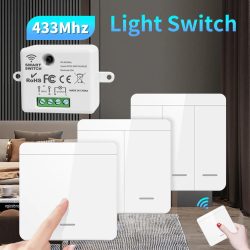 Drahtloser ON OFF-Schalter RF433-Modul Fernbedienung Lichtschalter 1/2/3 Gang Wandschalter für Glühbirne Kronleuchter 10A 110V 220V