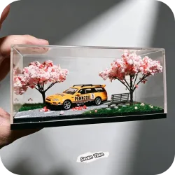 1:64 Kirschblüten-Szenerie Acryl-Vitrine Heimdekoration Ständer Mini-Ornament Aufnahmeszene Jungen-Sammlung Geschenk