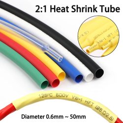 5 m, 2:1 Schrumpfschlauch, Durchmesser 0,6 mm ~ 50 mm, wasserdicht, zum Selbermachen, zum Ummanteln von Drähten und Kabeln, Reparatur ohne Kleber, Polyolefin-Schlauch