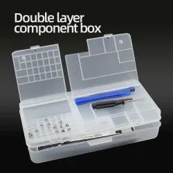 Box, elektronische Komponenten, transparente Kunststoffaufbewahrung, kleines Schraubenzubehör, Werkzeugklassifizierungsgitter