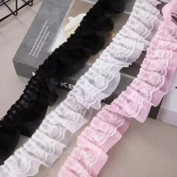2 Yards Stickerei Rüschen Mesh Spitzenstoffe für Kleidung Zuhause Hochzeit Zubehör Blumenstrauß Dekor handgemachte Nähen Trim DIY Handwerk