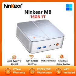 Ninkear M8 MINI PC AMD Ryzen ?   7 8745HS Mini-Computer 16GB DDR5 1TB SSD WiFi6 BT5.2 Windows 11 Smart Fan Aktive Kühlung
