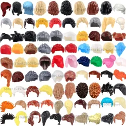 MOC Braune Haare Bausteine Stadt Figuren Körper Kreative Zubehör Blond Gold Weiß Teile DIY Hüte Mini Ziegel Montieren Spielzeug S04